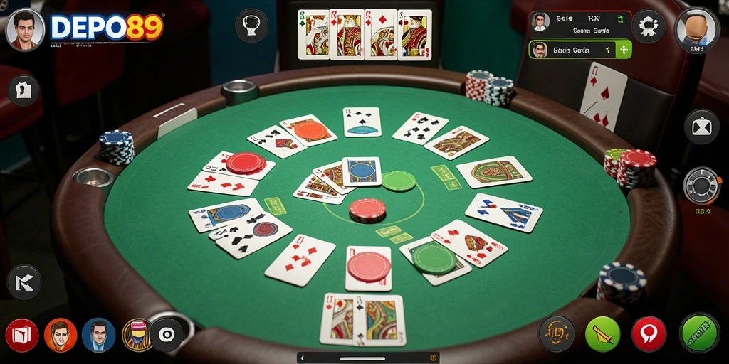 Screenshot utama DEPO89 menampilkan gameplay Gaple yang seru.