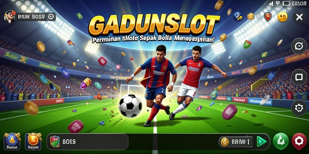 Screenshot gameplay GADUNSLOT dengan tema sepak bola yang memikat.