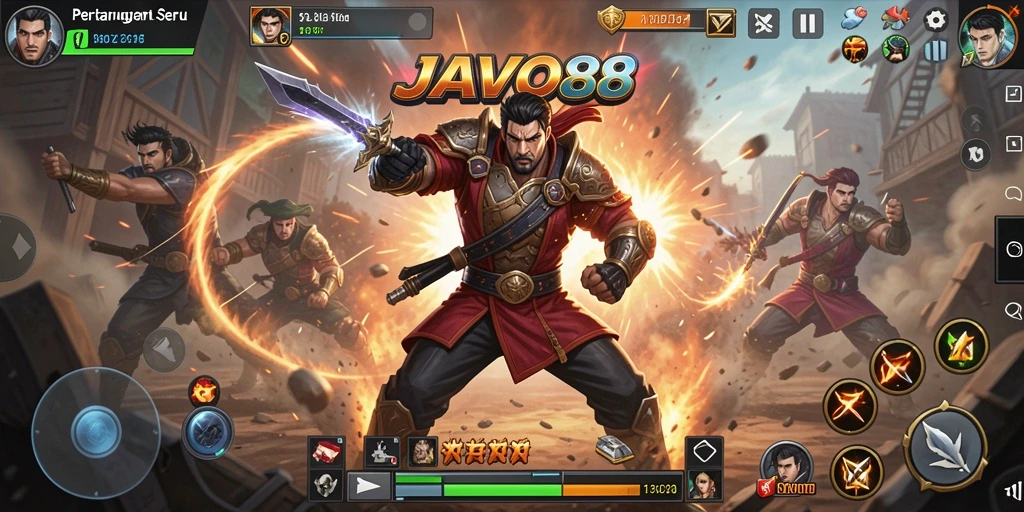 Screenshot utama JAVO88 menunjukkan gameplay aksi yang mendebarkan.