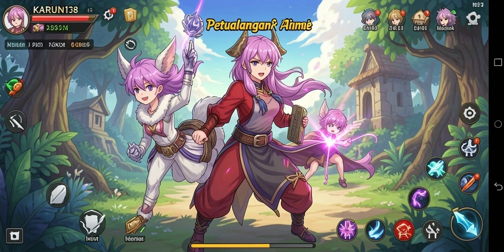 Screenshot utama KARUN138 menampilkan aksi seru di dunia anime.