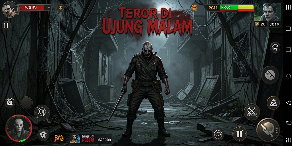 Screenshot gameplay PG11 menampilkan suasana angker dan mencekam.