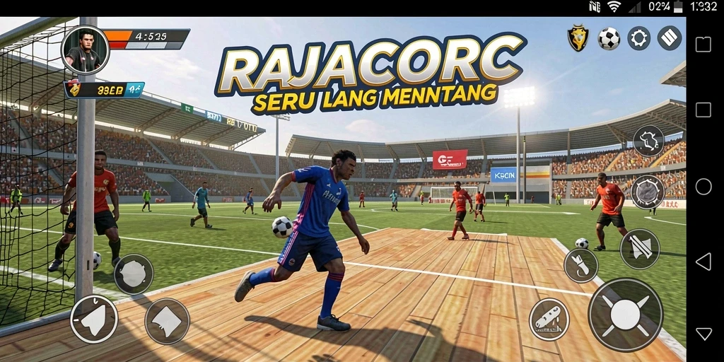 Tampilan menarik dari gameplay olahraga di RAJACORC.